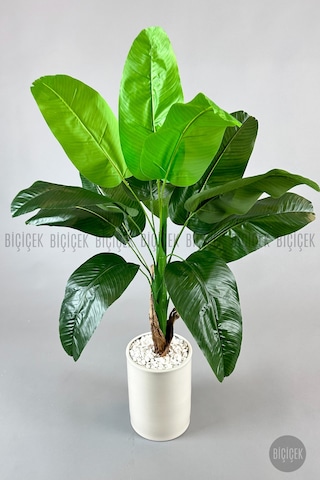 Biçiçek Yapay Muz Ağaci 125 Cm Krem Metal Saksıda