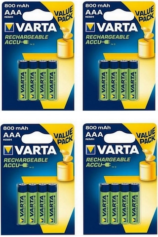 Varta 800 Mah Aaa Şarjlı Kalem Pil 16 Adet
