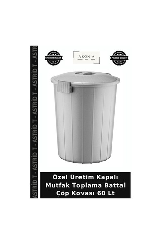 Özel Üretim Kapalı Mutfak Toplama Battal Çöp Kovası 60 Lt