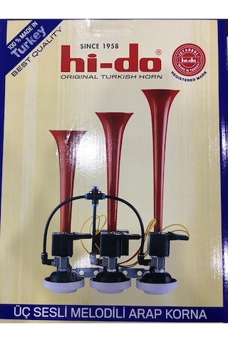 Havalı Arap Korna 3 Borulu Saydırmalı12V 24V Melodili Hido 12 Volt
