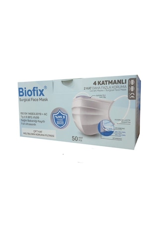 Biofix 4 Katlı Telli Cerrahi Maske 2 X Metlblown 50'Li Paket