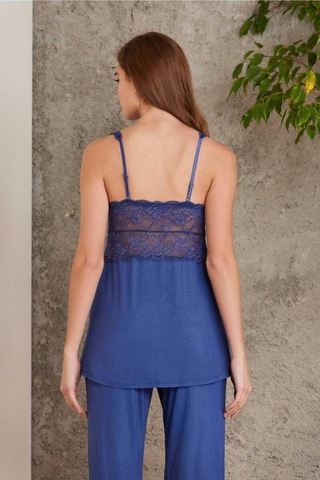 Pierre Cardin Dantelli Sabahlıklı Penye Pijama Takımı Lacivert 001