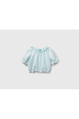 United Colors Of Benetton Benetton Kız Çocuk Mint Bnt-g Keten Bluz Yeşil