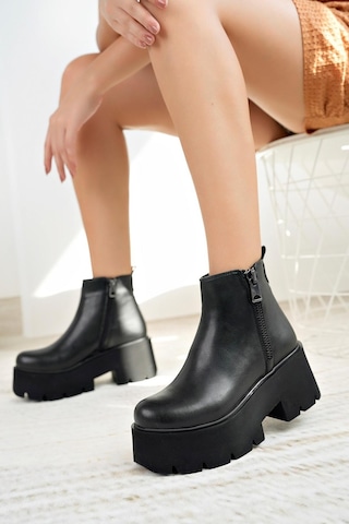 Nesil Shoes Carel 601 Siyah Platform Kadın Bot-siyah Siyah
