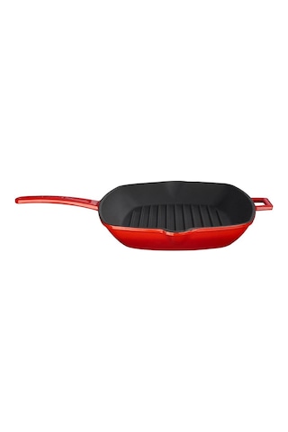 Lava Döküm 26x32cm Kulplu Izgara Tava Kırmızı