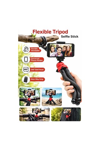 Lexroo Esnek Youtuber Yayıncılar Ve Sosya Medya İçin İdeal 30cm Ahtapot 360 Derece Taşınabilir Standart
