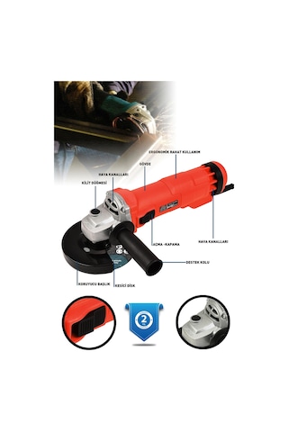 Assur ASR353 750 W 125 MM Avuç Taşlama Spiral Kırmızı