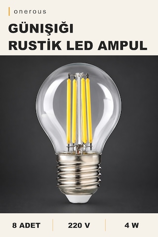 Onerous 4w E27 Günışığı Rustik Led Ampul, 8'li, 220v