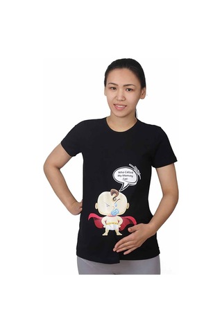 Mummy's Baby Hamile Tişört Moomy Fat Siyah 8447