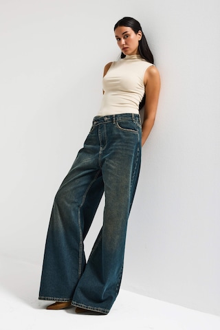 Itsbasic Kadın Koyu Tint Renk Mega Baggy Fit Bol Kesim Denim Jean Koyutint
