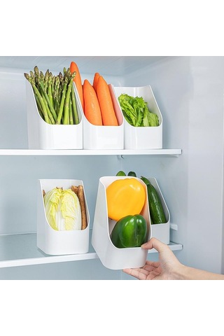 1/6 Adet Buzdolabı Düzenleyici Yiyecek Sebze Meyve Buzdolabı Saklama Kutusu Baharat Saklama Kutusu Mutfak Buzdolabı Saklama Düzenleyici Beyaz