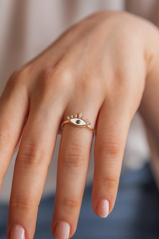 Mineli Kirpik Altın Yüzük