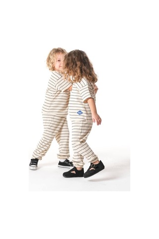 Poala Kids Çizgili Gofre Takım Bej