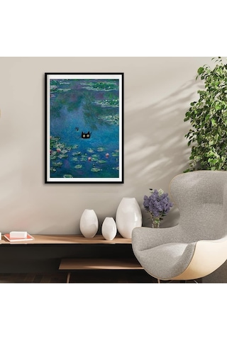 Claude Monet Nilüferler Kara Kedi Posteri Çerçevesiz