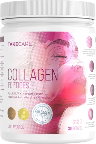 Takecare Collagen Peptides Tip I- II- III- V- X İçeren Aromasız Toz Kolajen 312 G