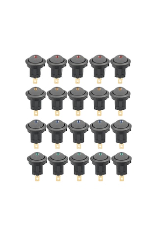 Singree 12v Dc 20a Dairesel Anahtar Switch 20 Adet - 4 Renkli Led Işıklı Mavi,kırmızı,yeşil,turuncu Spst On/off Kontrol Paneli Kurulumlu Diğer