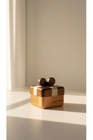 El Yapımı Masif Ahşap Takı Ve Yüzük Kutusu, Minimal Tasarım, Doğal Ahşap Malzeme, 8.5 X 5 Cm