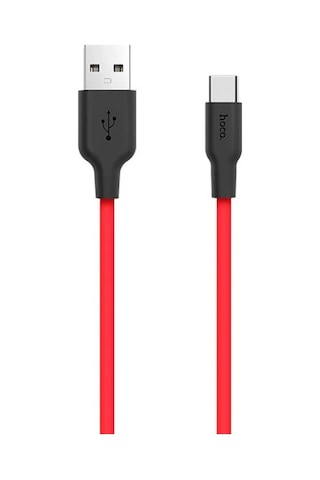 Hoco X21 Usb To Type-c 3a Silikon Hızlı Şarj Ve Data Kablosu- 5775 Siyah-kırmızı