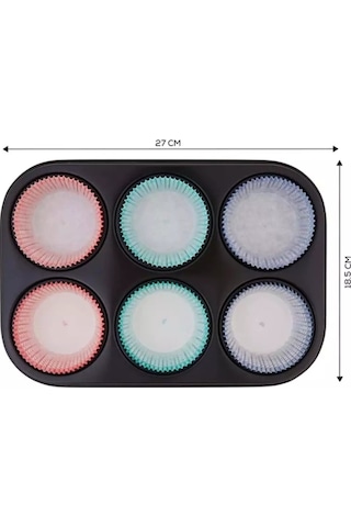 Guardini Gardenıa 6lı Muffin Kek Kalıbı Kağıtlı 27x18,5 Cm 06689907 Siyah