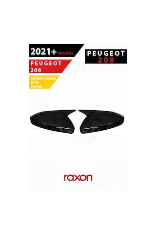 Peugeot 208 2021+ Batman & Yarasa Ayna Kapağı Parlak Piano Black Sport