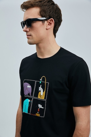 Lufian 111020254 Funky Modern Grafik Tişort Erkek T-shirt SIYAH