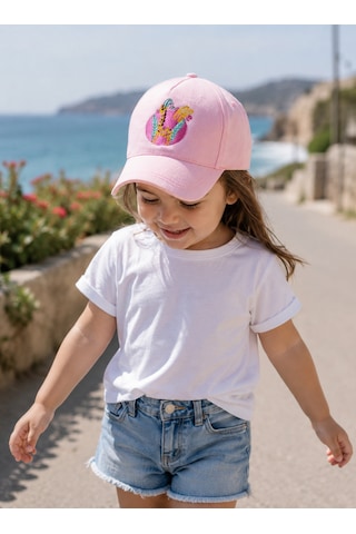 Kitti 1-3 Yaş 48cm Kız Çocuk Yazlık Desenli Ayarlanabilir Şapka Kep Y2310004 Açık Pembe