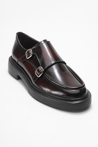 Dericlub Erkek Kemerli Loafer Ayakkabı Gerçek Deri T575 Bordo