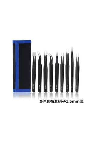 Tongxida 9 Parça Manyetik Paslanmaz Çelik Elektronik Set: Düz-uç Yuvarlak Dik Uç Esd-15 1.5 Mm Kartlı Paketle