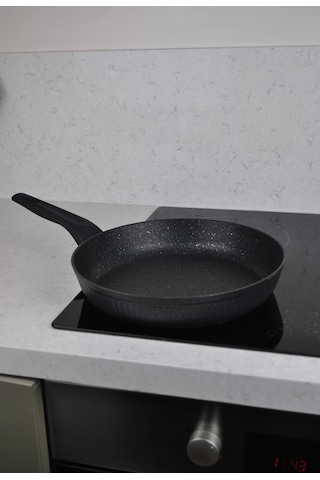 İndüksiyon Taban Siyah Granit Tava 28 Cm-1 Adet Yanmaz Yapışmaz T