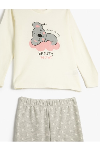 Koton Pijama Takımı Koalalı Uzun Kollu Tişört Ve Beli Lastikli Pijama Altı 2 Parça Ekru 4wmg10218ak 4WMG10218AK010 Ekru