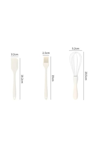 Qerhome 3'lü Silikon Pasta Tatlı Yapma Seti Çırpıcı- Fırça-spatula Beyaz