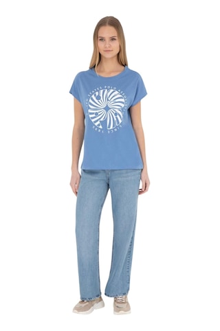 U.S. Polo Assn. Kadın Baskılı T-shirt Mavi