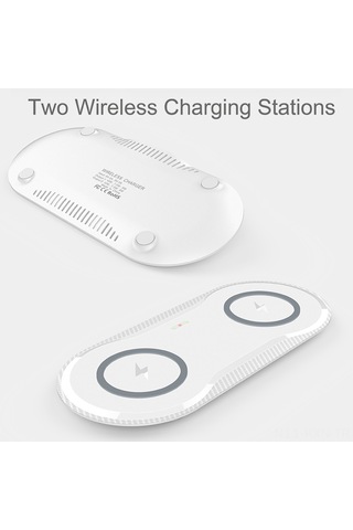 Kosona X263 10w Çift Telefon Kablosuz Şarj Cihazı - Ev Ve Ofis İçin Taşınabilir Akıllı Qi Uyumlu Hızlı Şarj Siyah