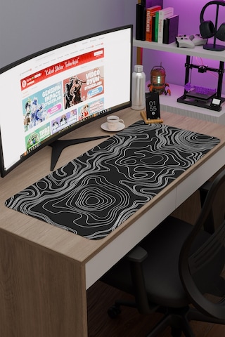 Topography Kaymaz Dikişli Kauçuk Oyuncu Mousepad V5 - 90x40 Xxl Gaming Mouse Pad Fare Altlığı