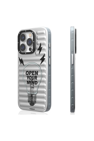 Apple Uyumlu iPhone 14 Pro Kılıf Max Magsafe Şarj Özellikli Youngkit Open Mind Serisi Kapak Gümüş