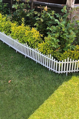 Dekoratif Bahçe Çiti Plastik Çit Peyzaj Koruma Panel Çit 4 Adet 2.36 Mt Beyaz Çiçek Çiti