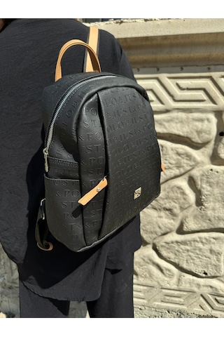 Just Polo Günlük Kombinlere Uygun Kadın Siyah Camel 9 Gözlü Büyük Boy Sırt Çantası