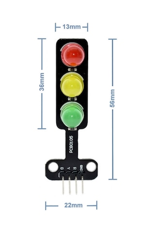 Alkatronik-Trafik Işık Led Modülü 5V Ortak Katot 8Mm Led Kırmızı Sarı Yeşil