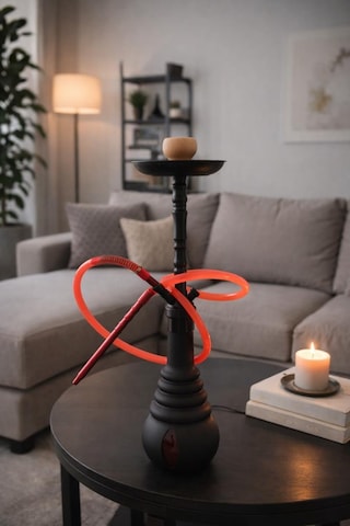 Hdmarketim Cam Hazneli Uzun Nargile Takımı Modern Tasarım 78 Cm