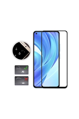 Xiaomi Mi 11 Lite Kenarları Kırılmaya Dayanıklı Cam Ekran Koruyuc Siyah (490489233)