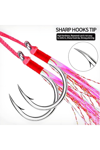 Hokkaido 1/0 Numara 1 Adet Çiftli,glow Simli ,jig Asist,iğne Boyu 24 Mm No:1/0