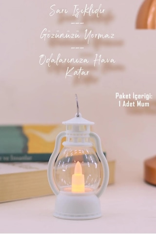 Led Mum Mini Kamp Tipi 1 Adet Pil Dahil Dumansız Alev Ledli Dekor Işığı Beyaz Pt430 Beyaz