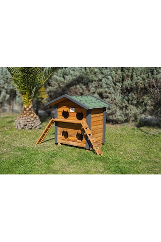 4 Yuvalı Kedi Evi Ahşap