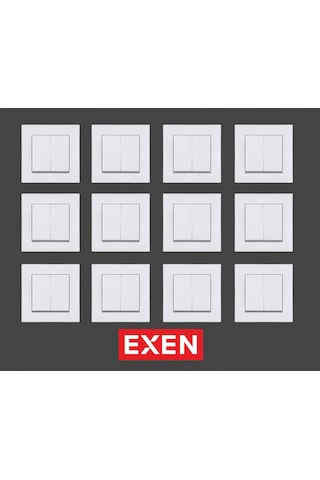 Exen Karell Beyaz Komütatör Çerçeveli 12 Adet