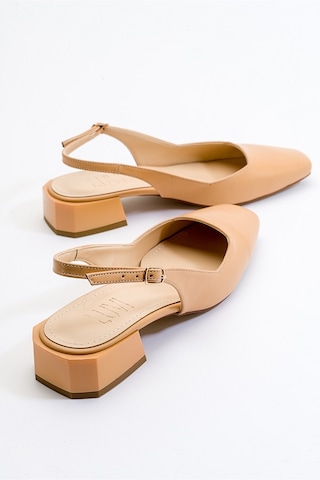 Luvishoes State Koyu Bej Cilt Kadın Topuklu Ayakkabı Koyu Bej