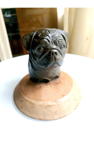 Omeniv Antika Art Deco Bronz Köpek Pug Büst Heykel Biblo Figür