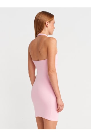 Dilvin 91508 Halter Yaka Mini Elbise-toz Pembe Toz Pembe