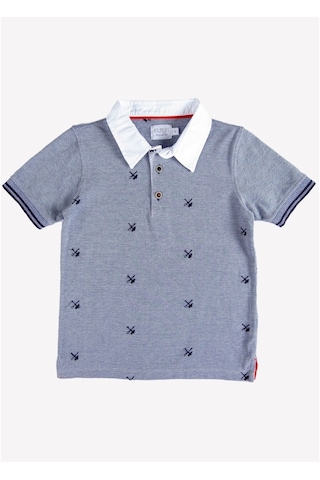 Erkek Çocuk Organik Polo Yaka T-Shirt - Silvio Mavi