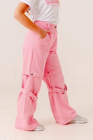 Giyicem Kız Çocuk Zincirli Kargo Keten Pantolon 2569 Pembe
