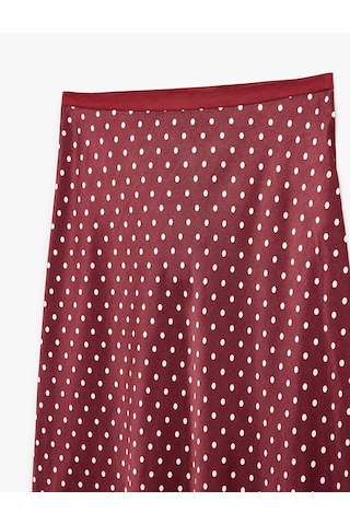 Koton Balık Form Puantiyeli Saten Midi Etek Bordo Desenli 6sak70051pw Bordo Desenli